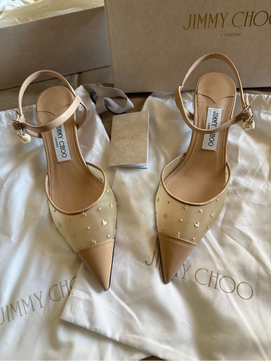Jimmy Choo Shoes - Jimmy Choo NWT Calfskin Mesh Embroidered Aren 45 Slingback size EU 39